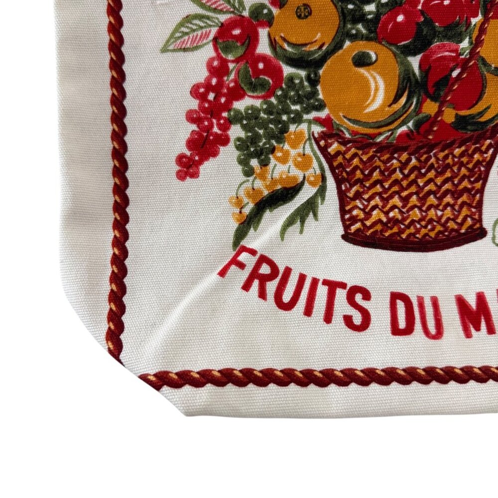 Tory Burch Red Fruits de Marche Plaid Gingham Market Tote Shopping Canvas Bag - Picture 8 of 16